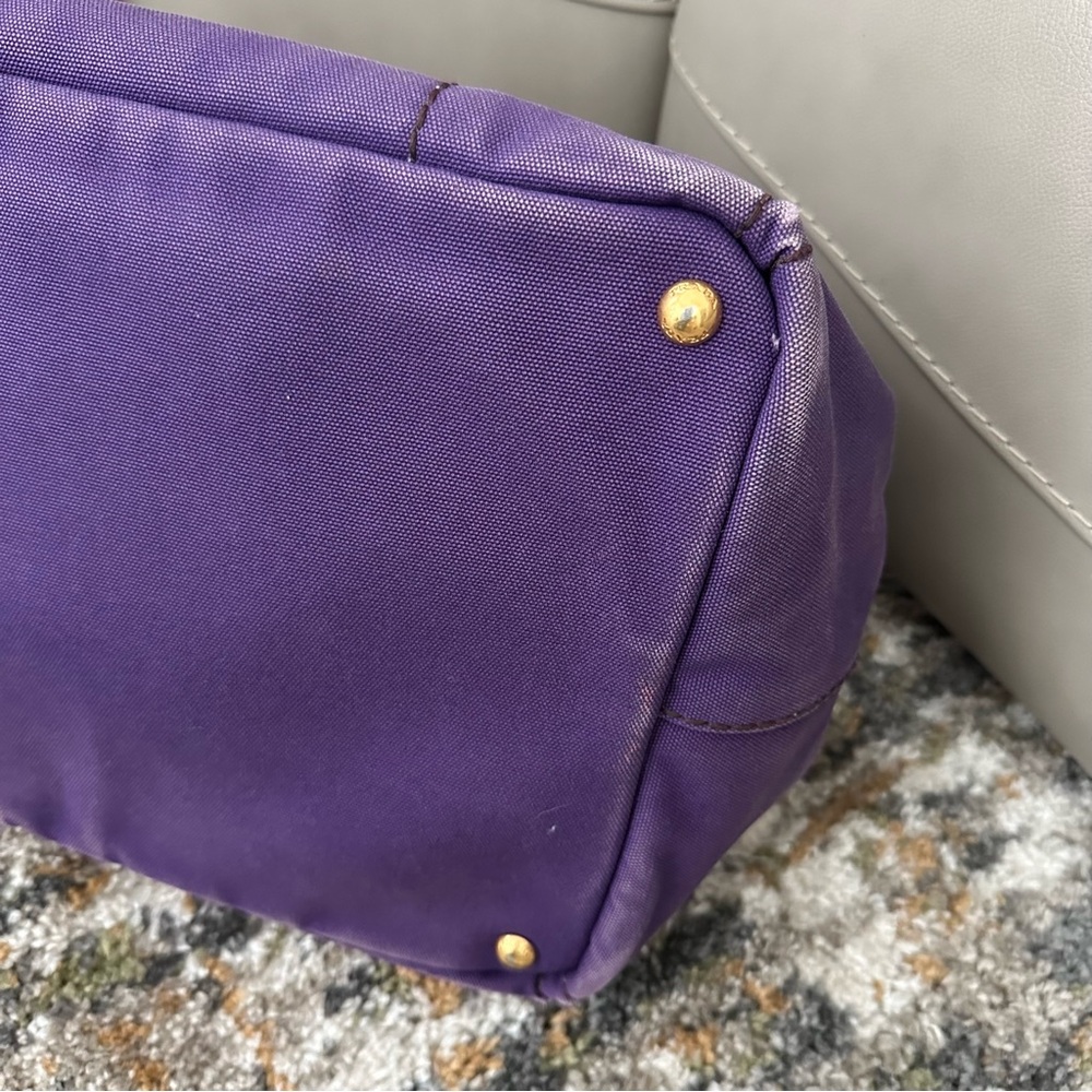 PRADA CANAPA RARE PURPLE DENIM MEDIUM TOTE BAG - Picture 6 of 16